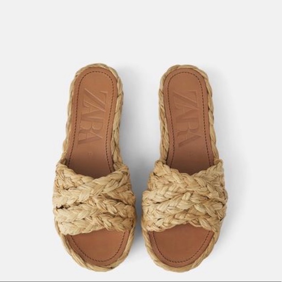 Zara Natural Raffia Platform Sandal